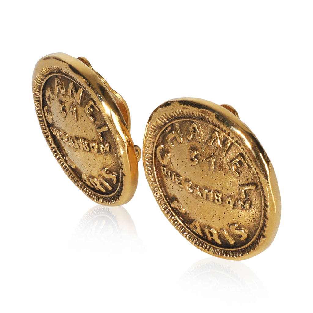 Chanel Gold-Plated Vintage Rue Cambon Earrings