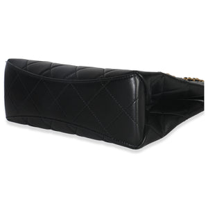 Chanel 25P Black Shiny Quilted Lambskin Pearl Small Shopping Bag