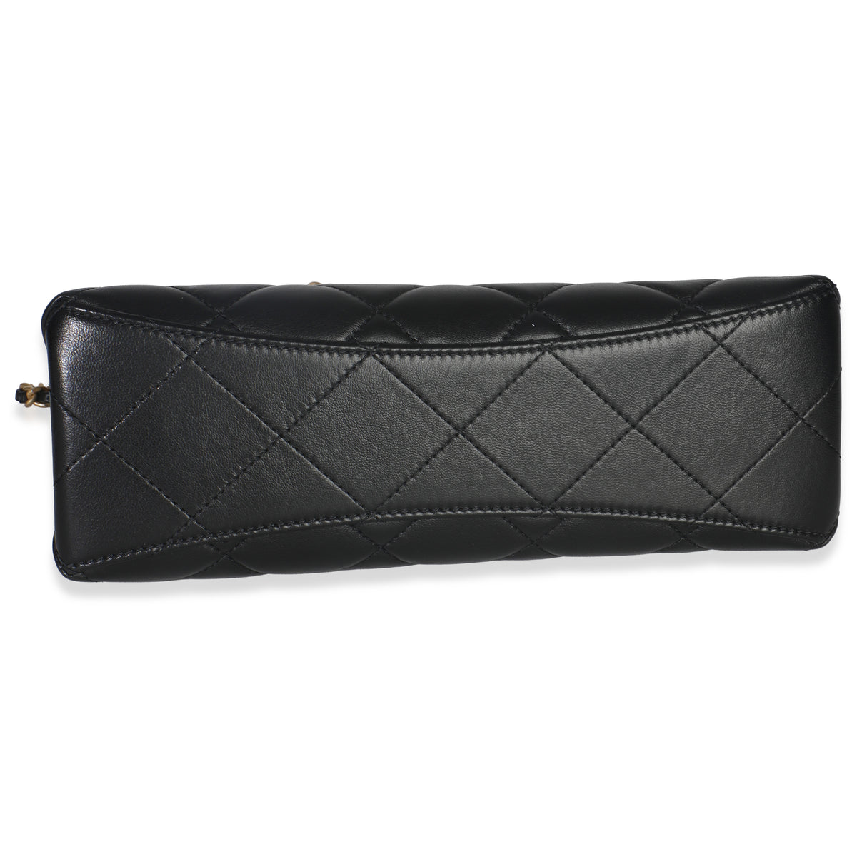 Chanel 25P Black Shiny Quilted Lambskin Pearl Small Shopping Bag