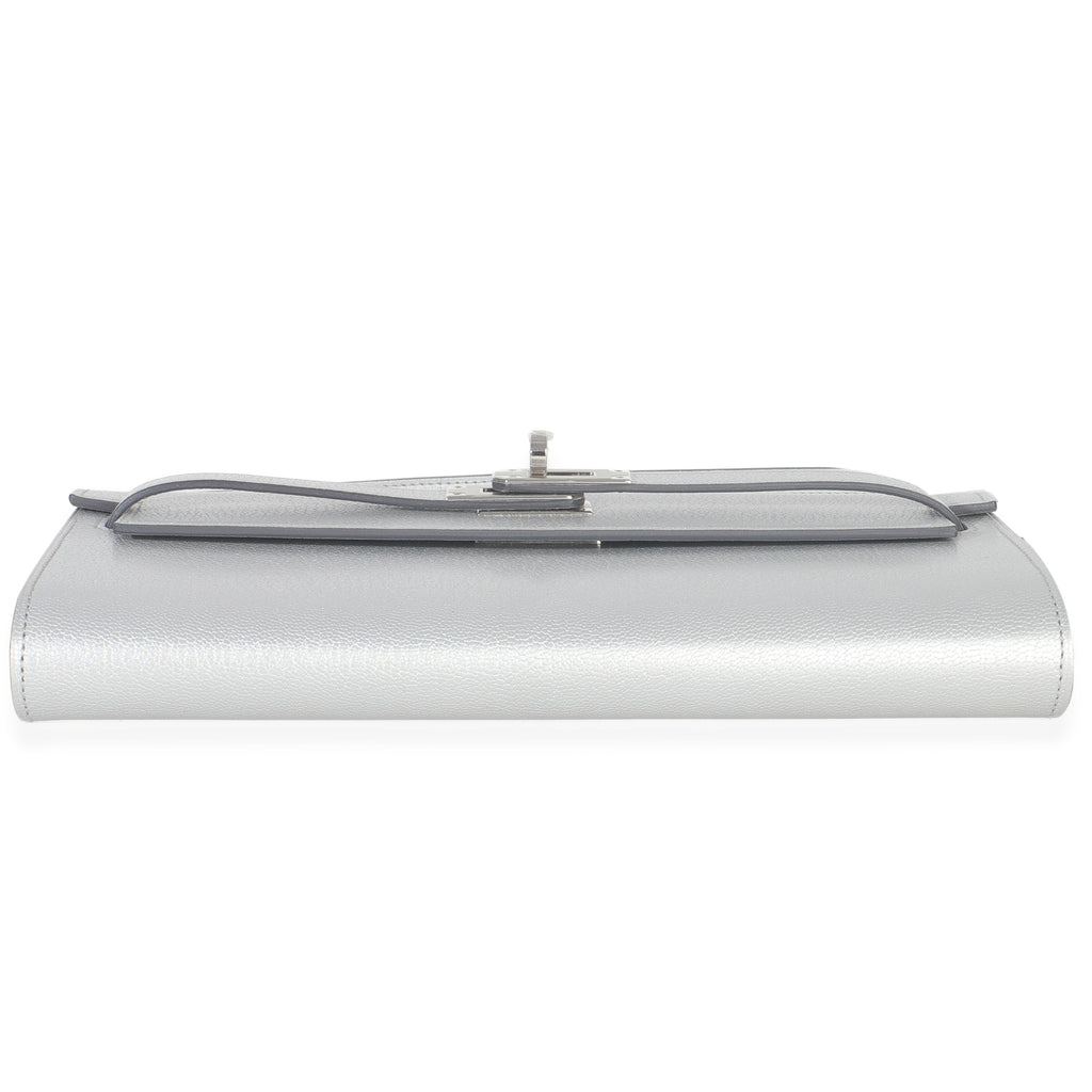 Hermès Argent Metallic Chevre Chamkilight Kelly Wallet To Go PHW Handbag stamp