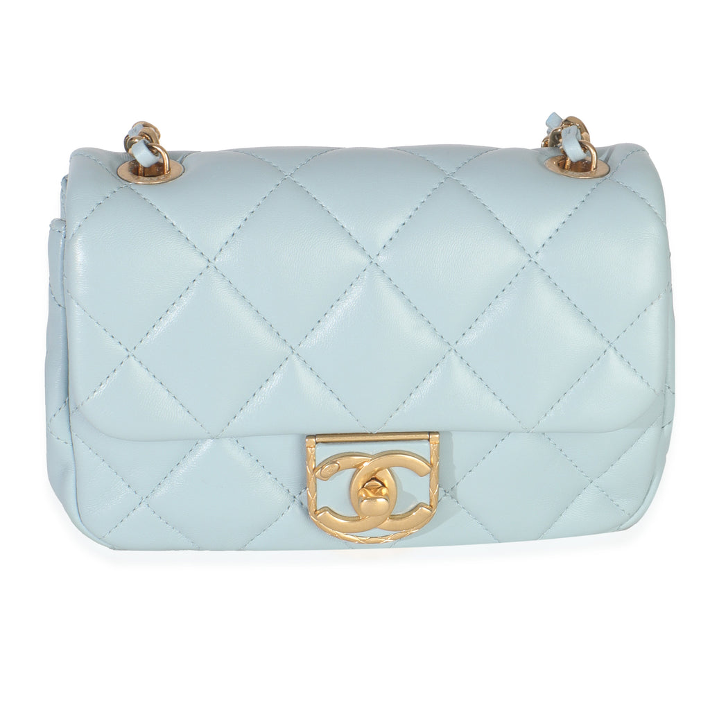 Chanel Blue Quilted Lambskin CC Frame Mini Flap Bag
