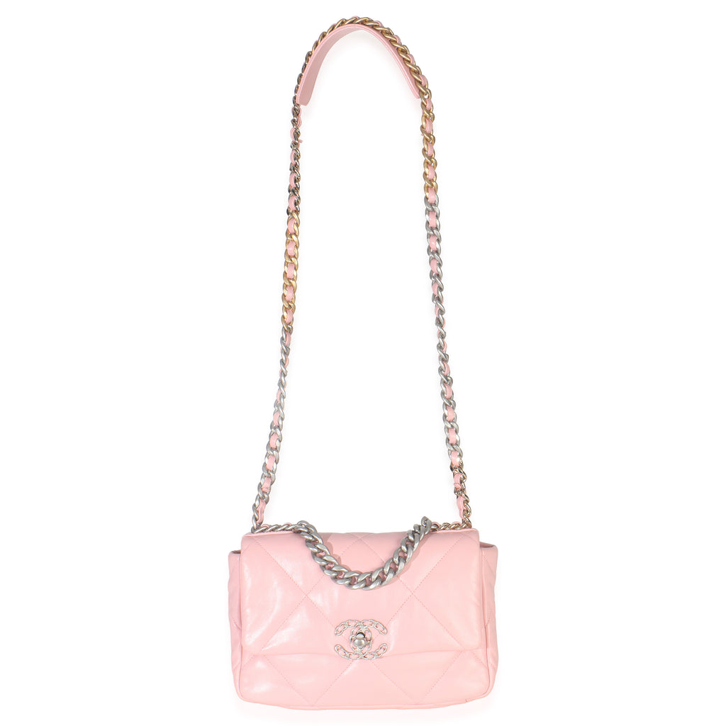 Chanel Light Pink Quilted Lambskin Small Chanel 19 Flap Bag