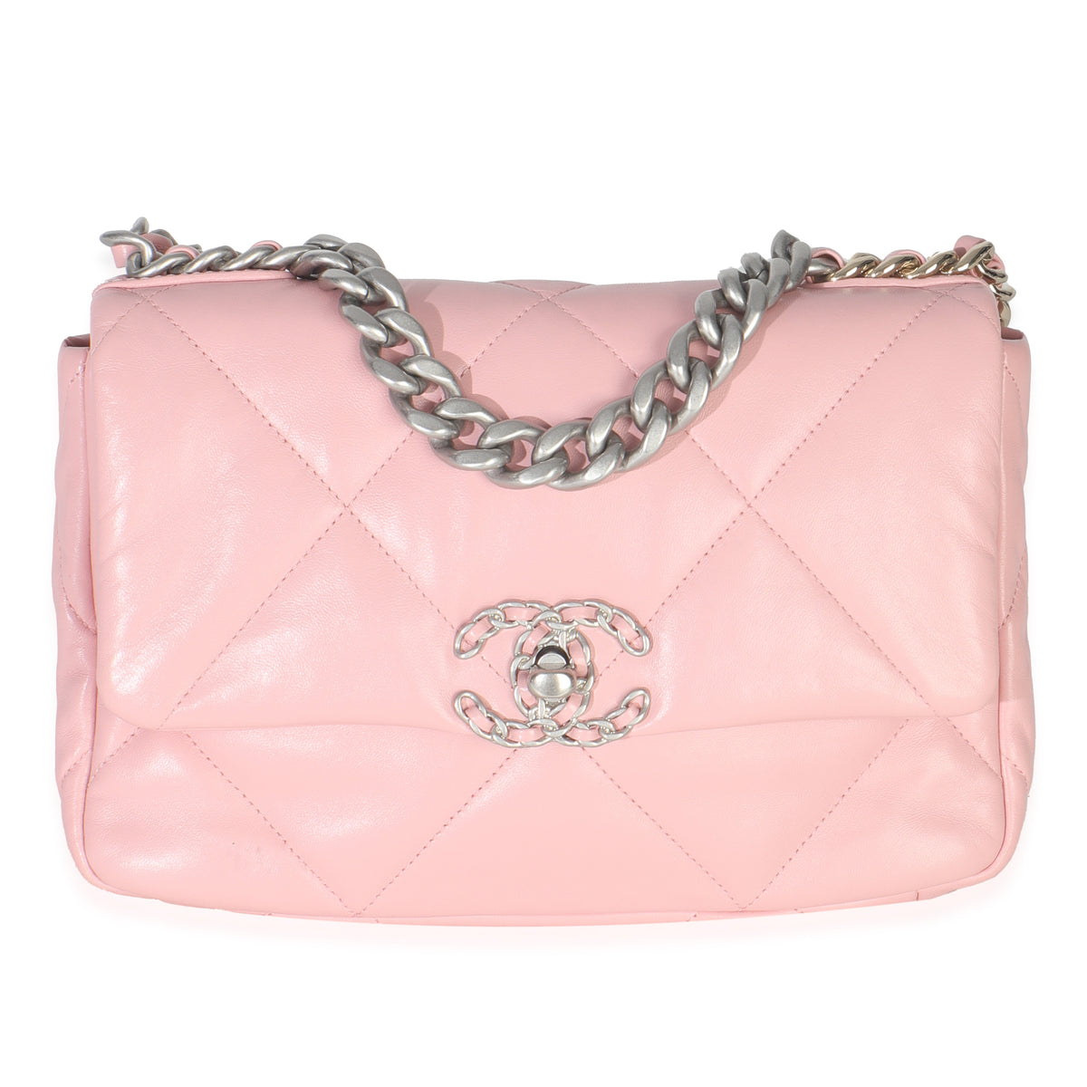 Chanel Light Pink Quilted Lambskin Small Chanel 19 Flap Bag