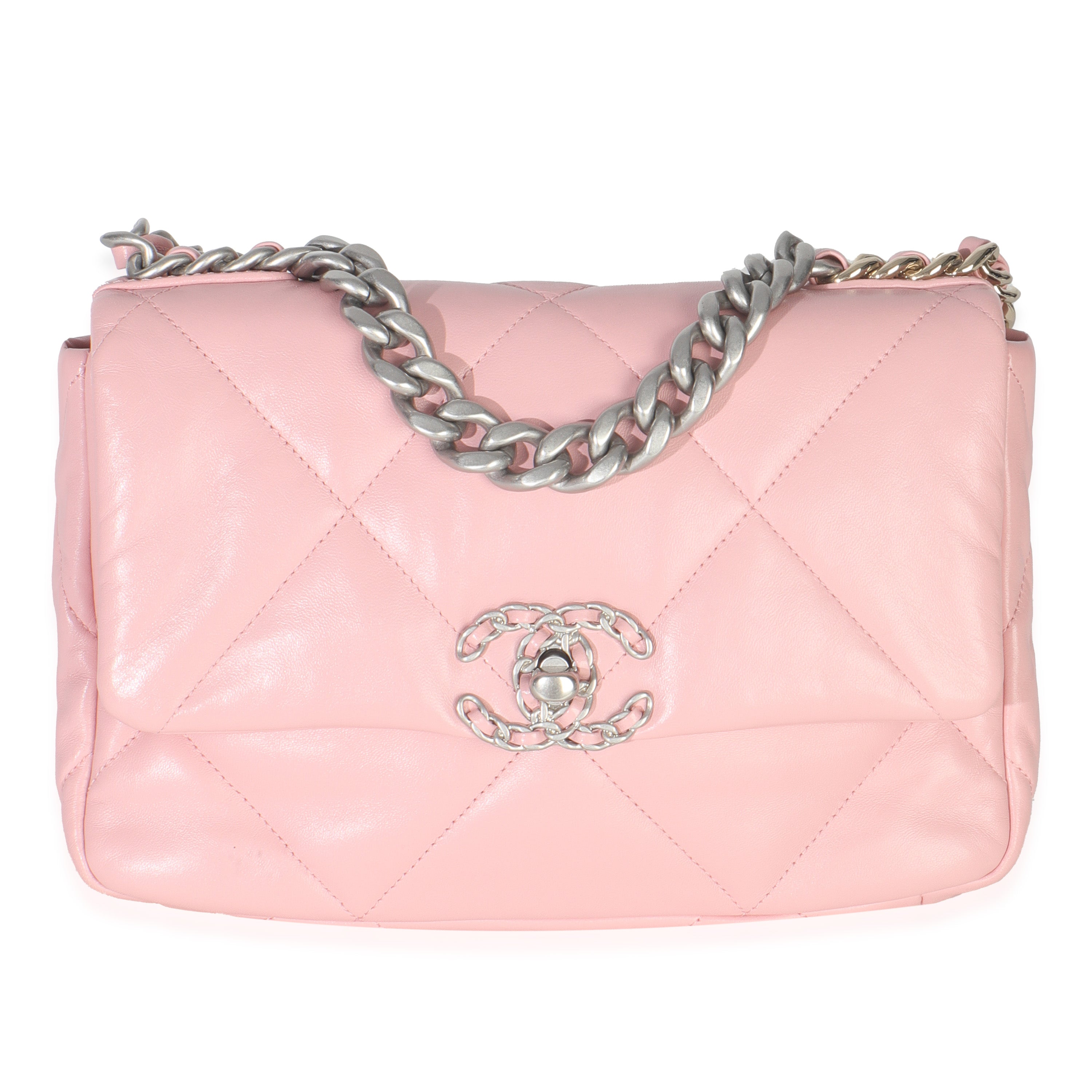Chanel Light Pink Quilted Lambskin Small Chanel 19 Flap Bag
