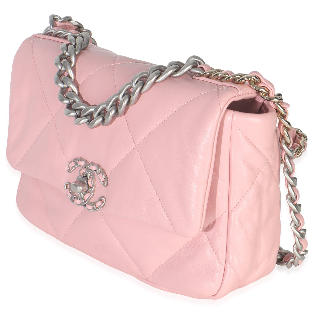 Chanel Light Pink Quilted Lambskin Small Chanel 19 Flap Bag