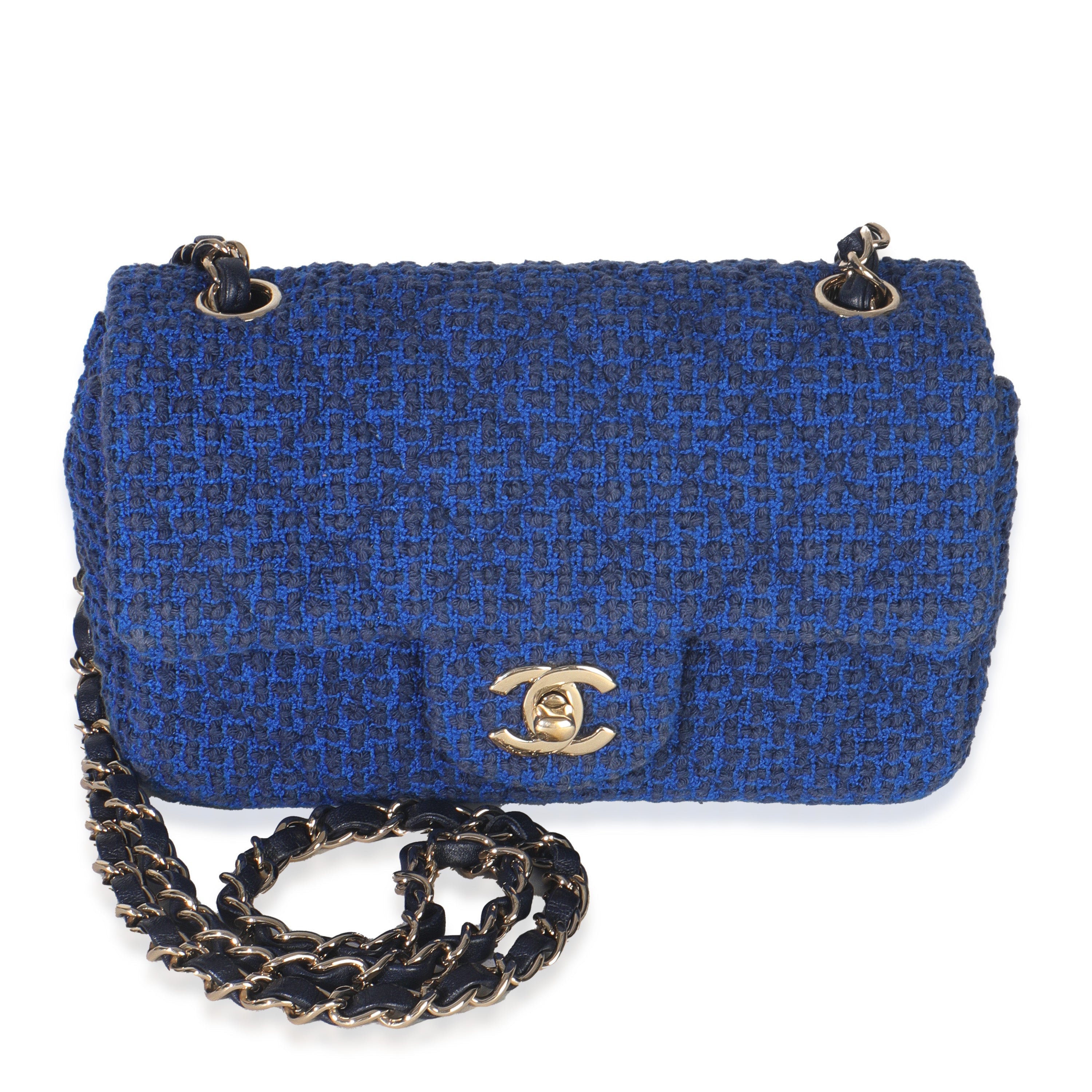 Chanel Electric Blue Tweed Mini Rectangular Flap Bag