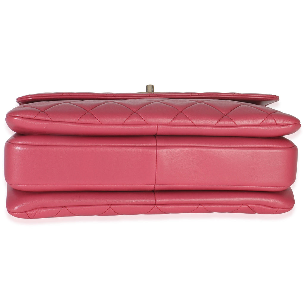 Chanel Pink Quilted Lambskin Medium Trendy CC Flap Dual Handle Bag Handbag stamp