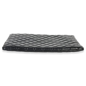 Chanel Black Quilted Patent Large Cosmetic O Case Handbag box