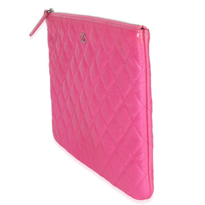 Chanel Pink Quilted Lambskin Medium Casino Beauty CC Cosmetic Case Handbag sv