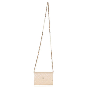 Chanel Beige Iridescent Quilted Lambskin Paris Hamburg Pearl Clutch With Chain Handbag av