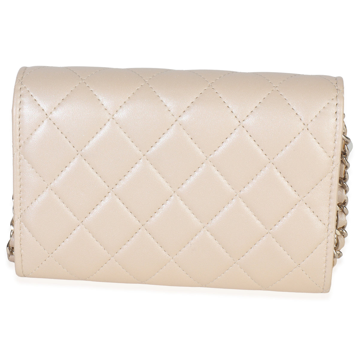 Chanel Beige Iridescent Quilted Lambskin Paris Hamburg Pearl Clutch With Chain Handbag bv