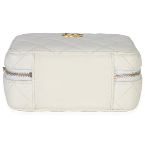 Chanel White Quilted Caviar Twist Your Buttons Handbag Clutch with Chain Handbag stamp