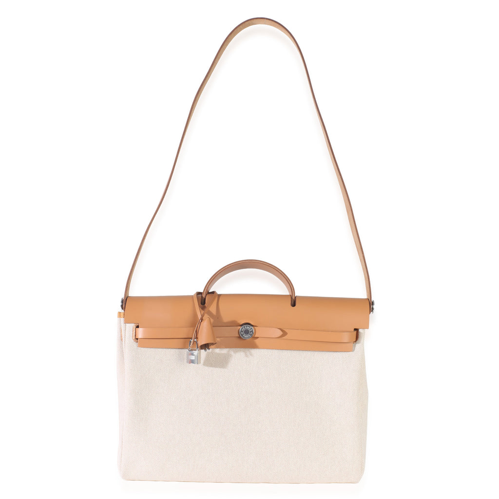 Hermès Ecru Beige Naturel Sable Toile Criss Viking Herbag Messenger 39 PHW Handbag av