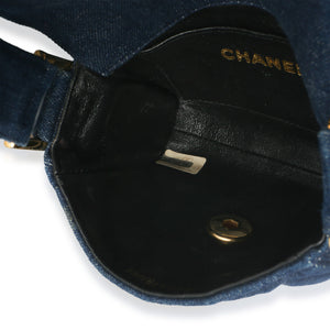 Chanel Vintage Blue Quilted Denim Mini Single Flap Bag Handbag av
