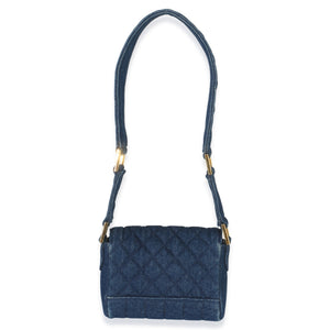 Chanel Vintage Blue Quilted Denim Mini Single Flap Bag Handbag bv