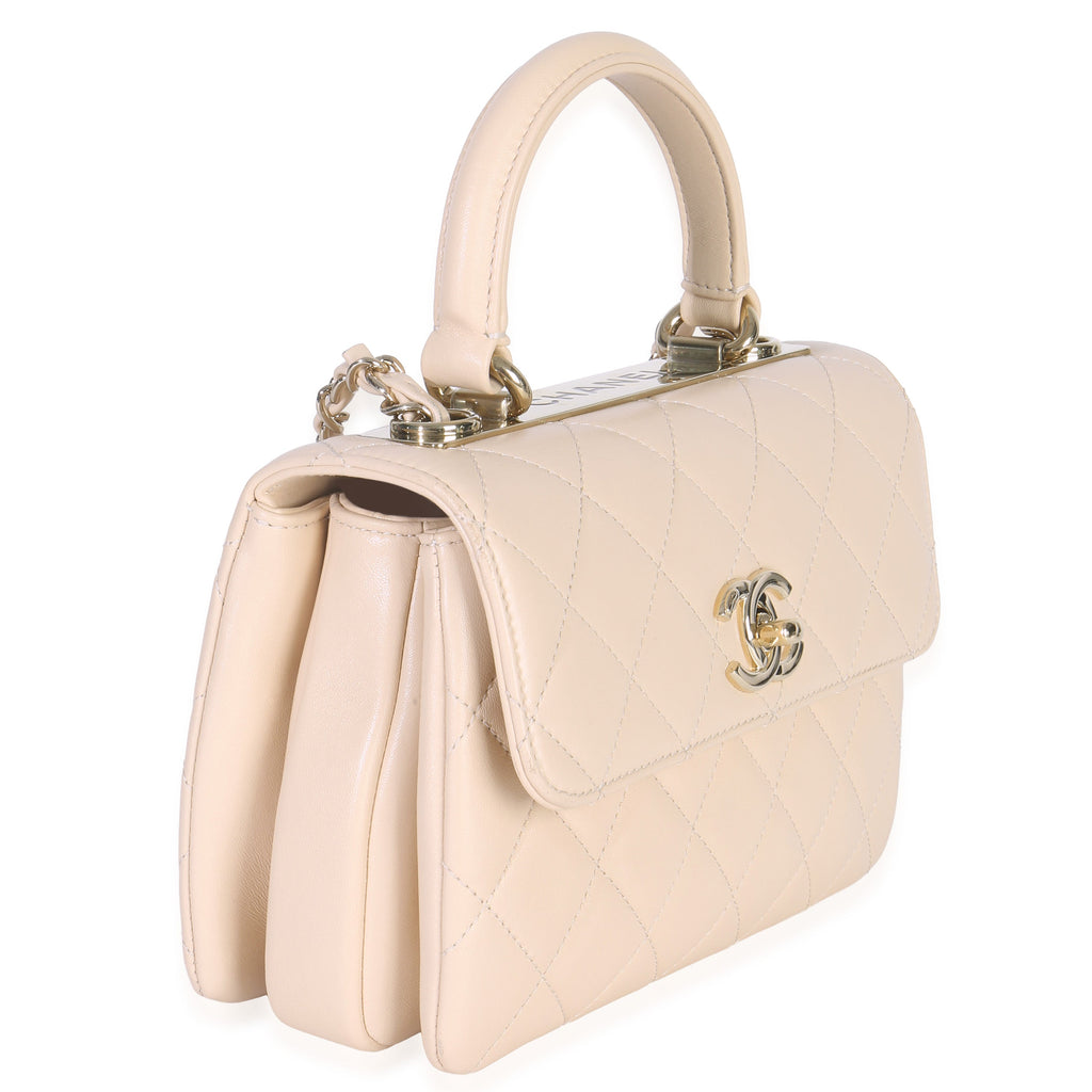 Chanel 25C Beige Quilted Lambskin Small Trendy Flap Bag Handbag sv
