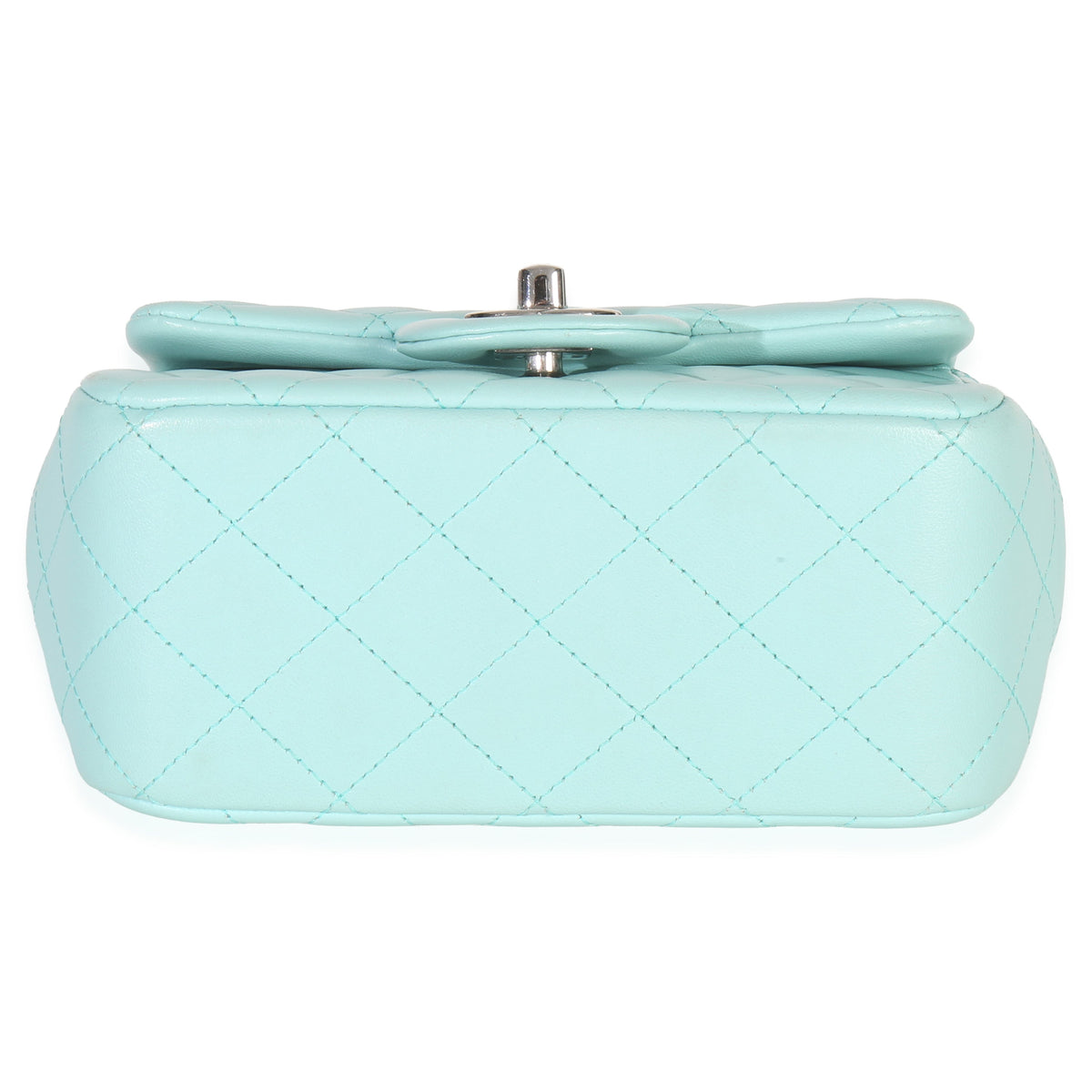 Chanel Blue Quilted Lambskin Mini Square Single Flap Bag Handbag stamp