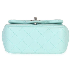 Chanel Blue Quilted Lambskin Mini Square Single Flap Bag Handbag stamp