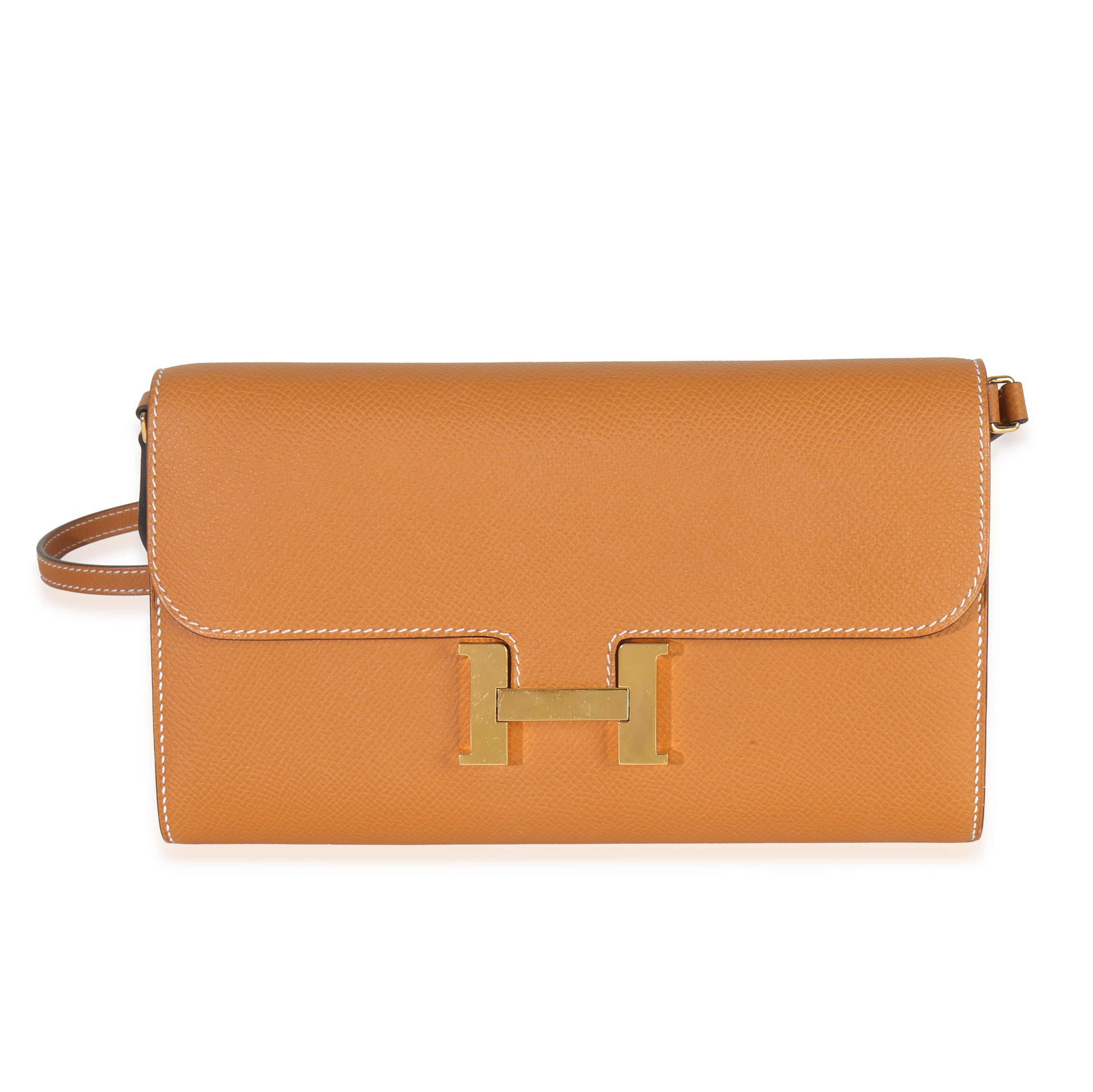 Hermès Toffee Epsom Constance Long Wallet To Go GHW Handbag fv