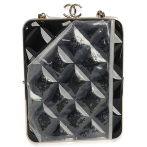 Chanel Black Quilted Lambskin CC Frame Clutch With Chain Handbag bv