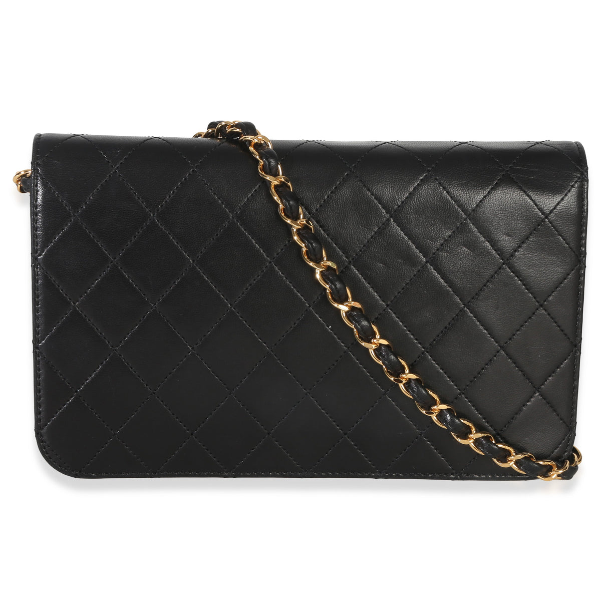 Chanel Vintage 24k Black Quilted Lambskin Full Flap Bag Handbag bv