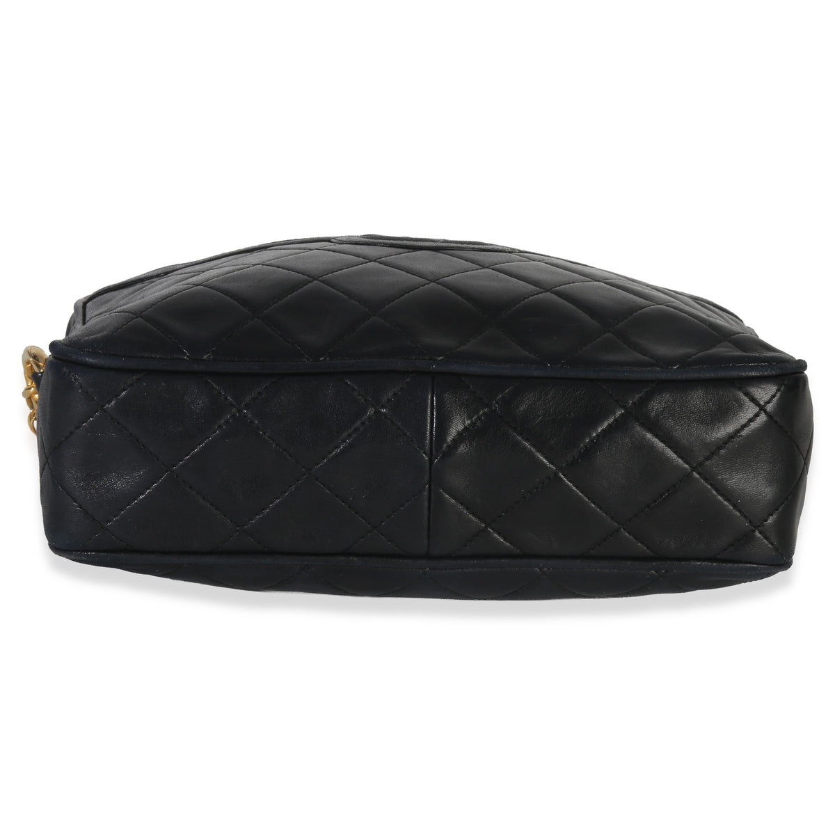 Chanel Vintage Black Quilted Lambskin Small Tassel Camera Bag Handbag stamp