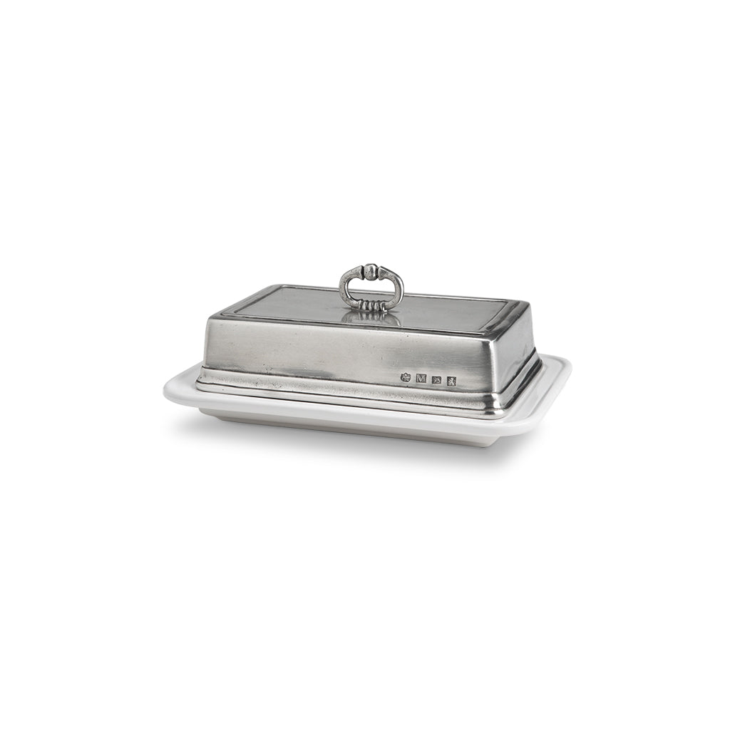 Convivio Double Butter Dish with Cover in White