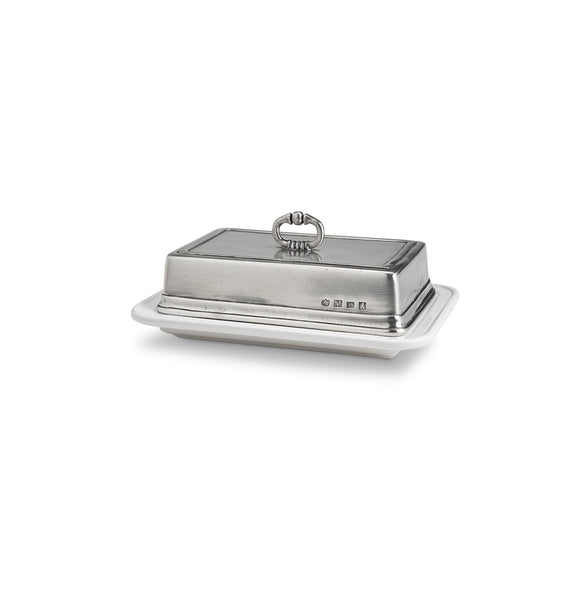 Convivio Double Butter Dish with Cover in White