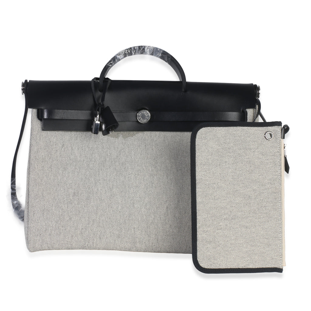 Hermès Vache Hunter Toile Ecru Black Herbag Zip Retourne Messenger 39 PHW Handbag ad1