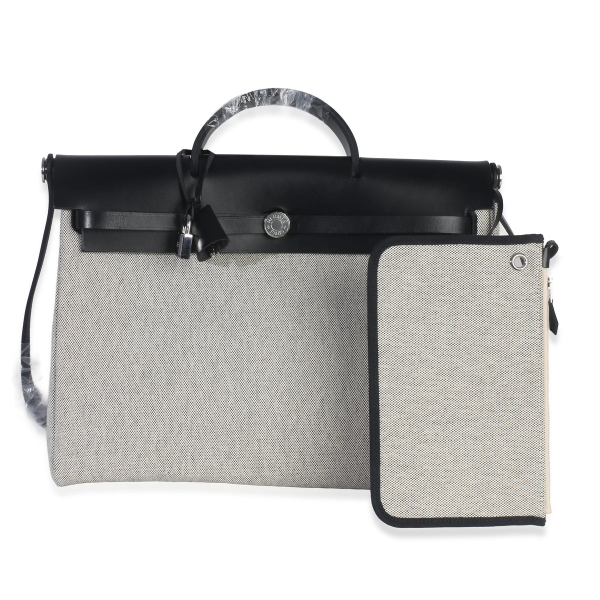Hermès Vache Hunter Toile Ecru Black Herbag Zip Retourne Messenger 39 PHW Handbag ad1