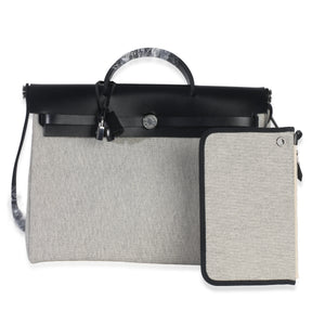 Hermès Vache Hunter Toile Ecru Black Herbag Zip Retourne Messenger 39 PHW Handbag ad1