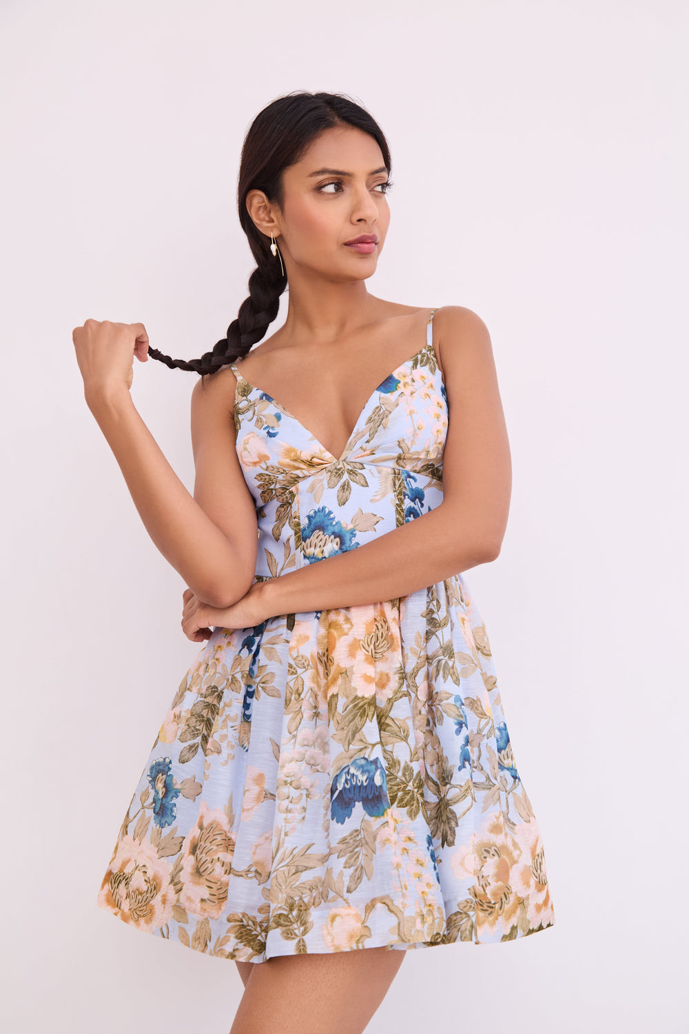 Miro Mini Dress in Flora Meadow Light Blue