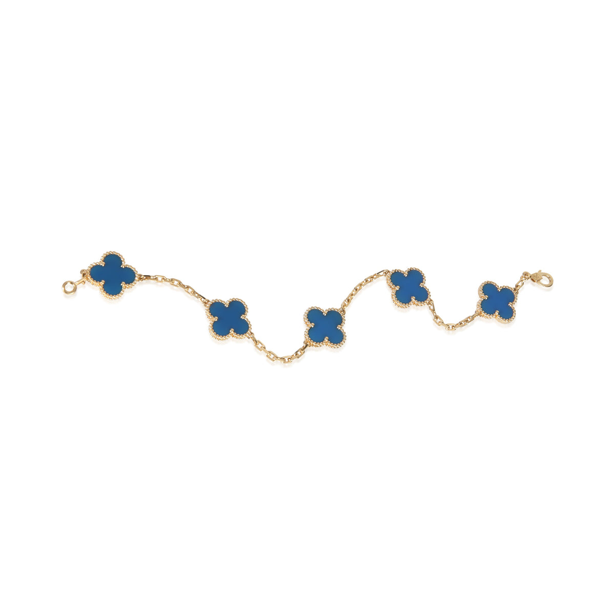 Van Cleef & Arpels Yellow Gold Agate Vintage Alhambra Bracelet bv