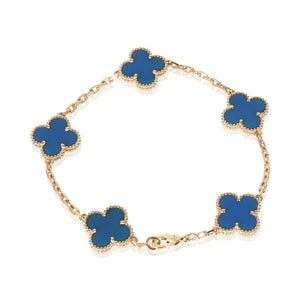 Van Cleef & Arpels Yellow Gold Agate Vintage Alhambra Bracelet pv