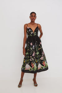Pero Midi Dress in Bloomsfield Black