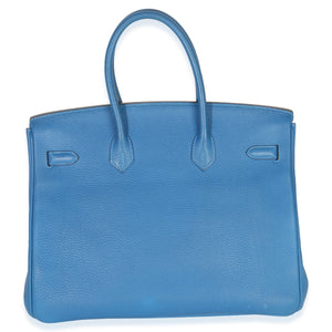 Hermès Bleu Zellige Togo Birkin 35 PHW Handbag stamp
