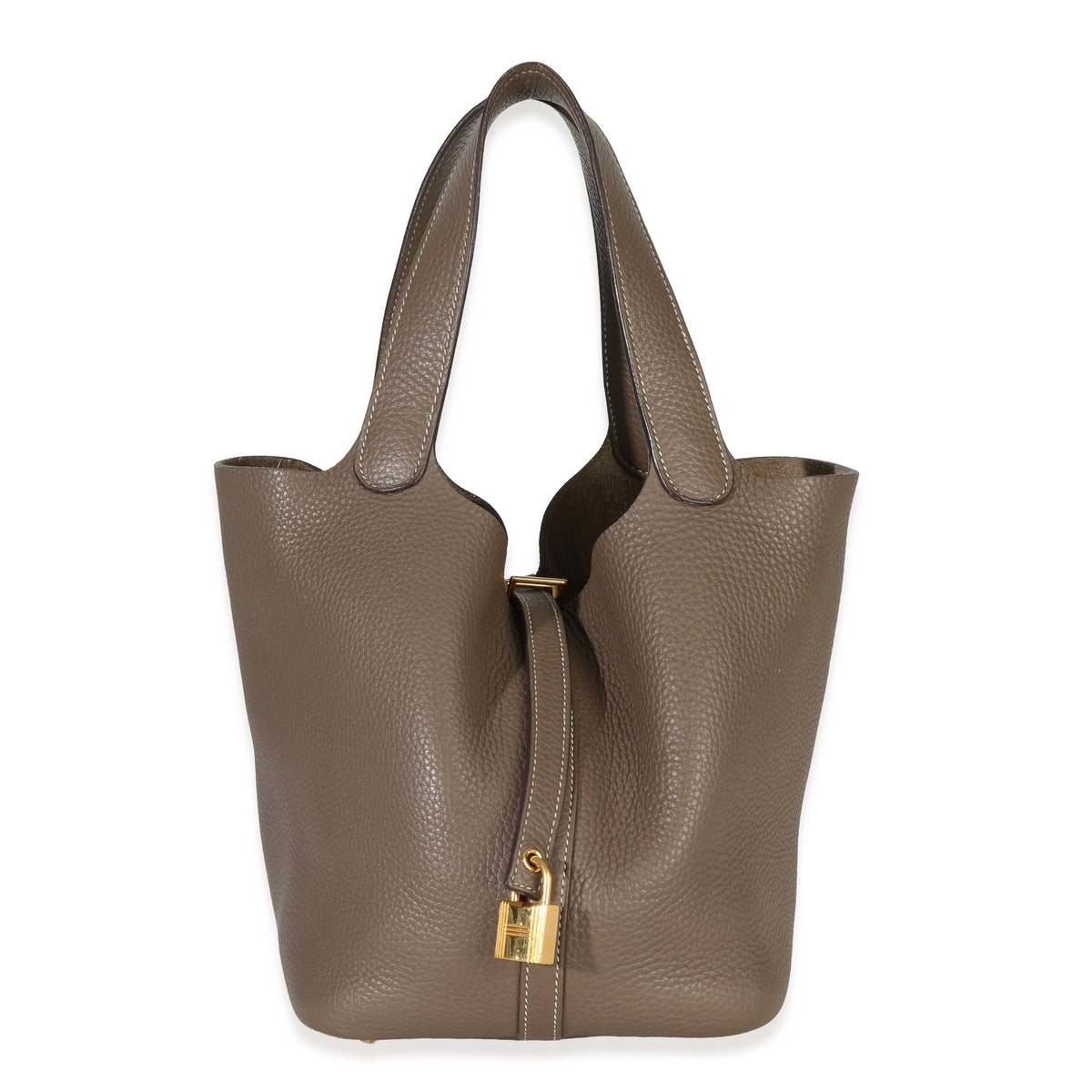 Hermès Etoupe Clemence Picotin Lock 22 GHW Handbag fv