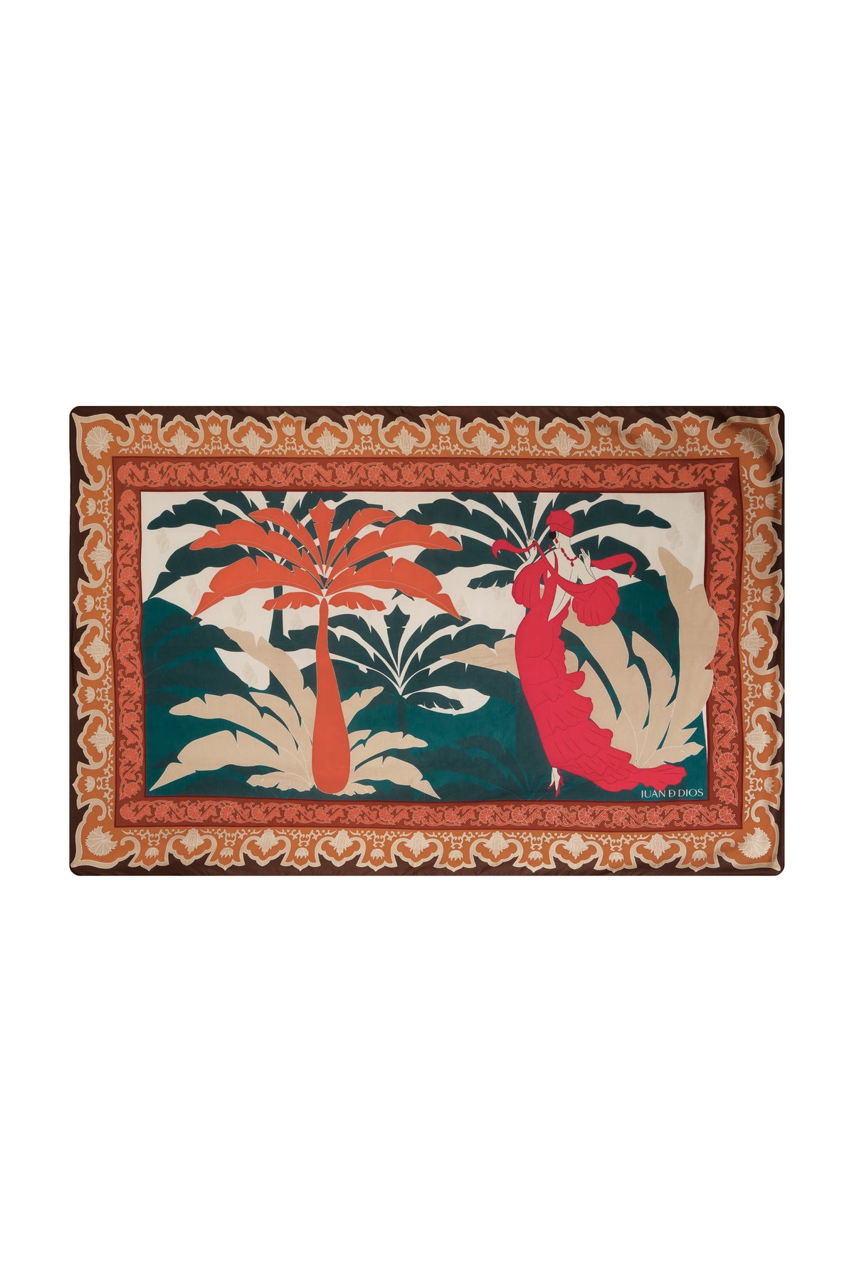 De La Falaise Cotton Silk Sarong in Peach Dancer