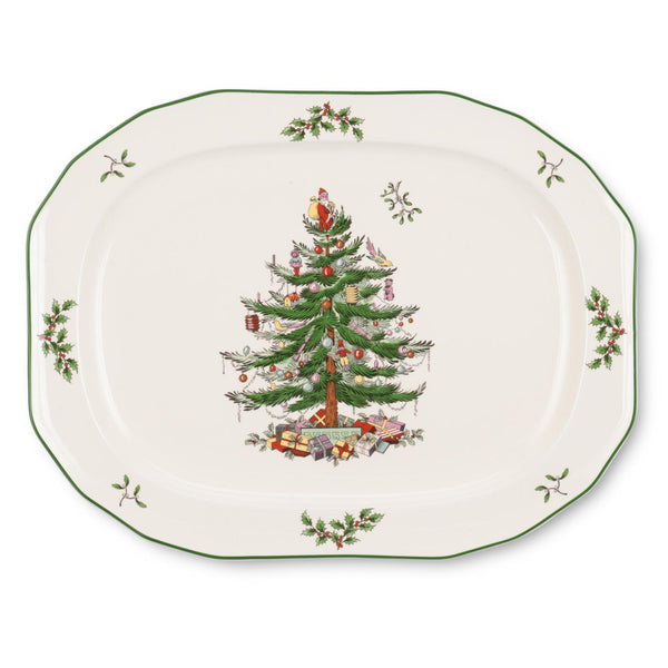 Christmas Tree 14" Sculpted Oval Platter