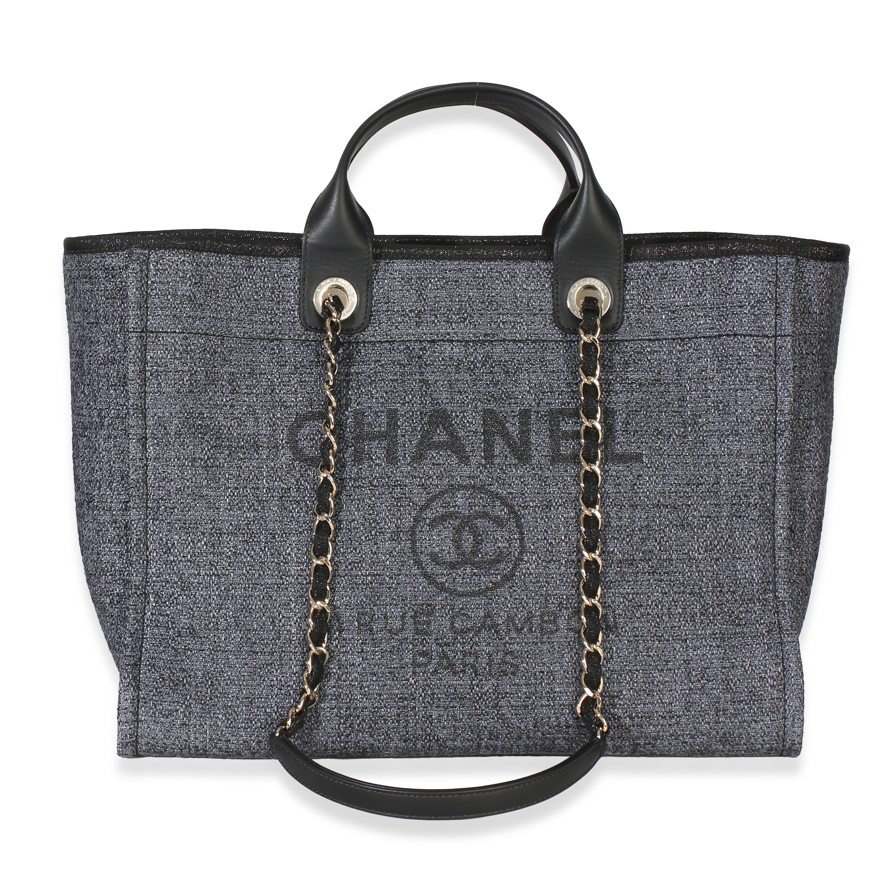 Chanel Grey Black Lurex Boucle Large Deauville Tote | myGemma