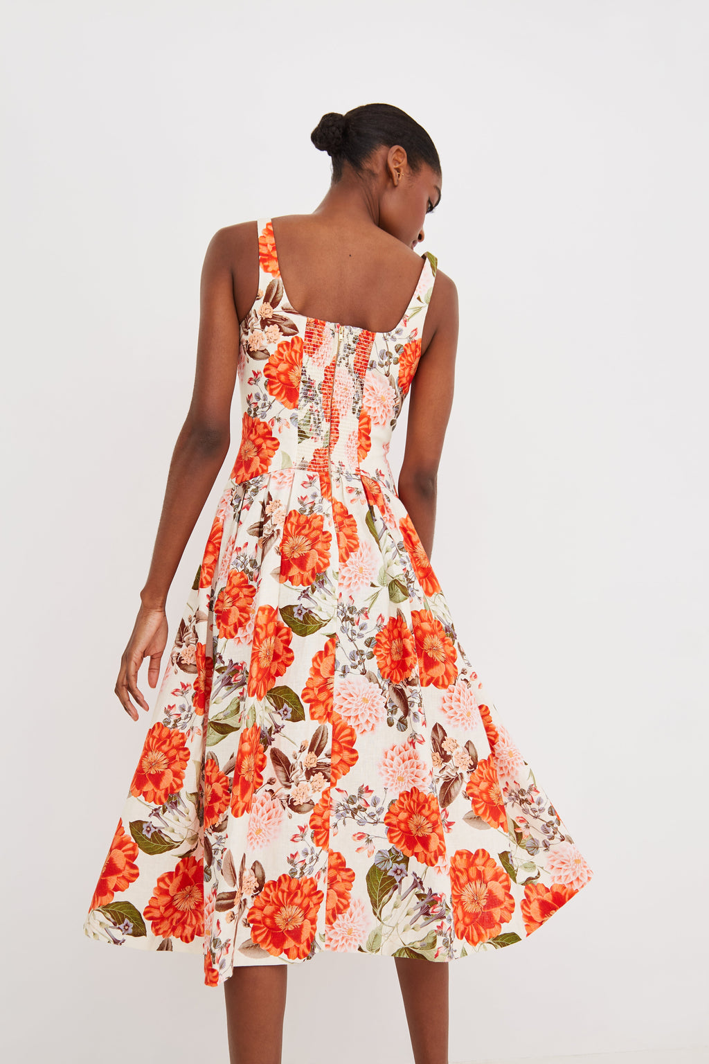 Regio Midi Dress in Blossoms Egret