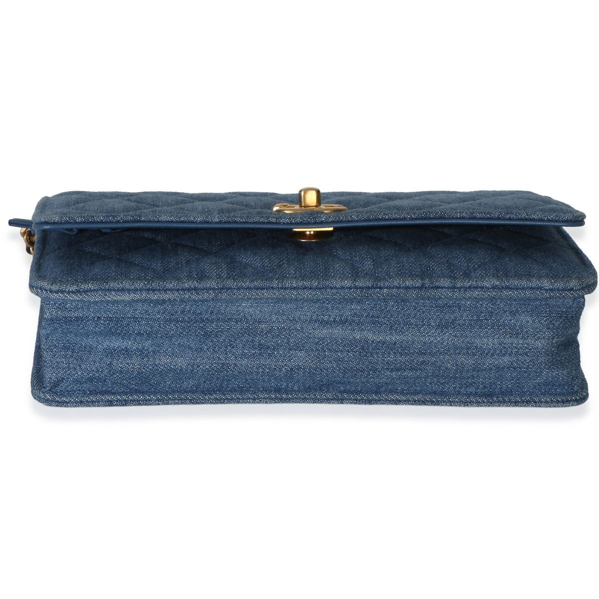 Chanel Blue Denim Quilted CC Pearl Crush Wallet On Chain Handbag 5