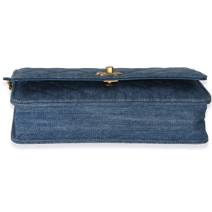 Chanel Blue Denim Quilted CC Pearl Crush Wallet On Chain Handbag 5