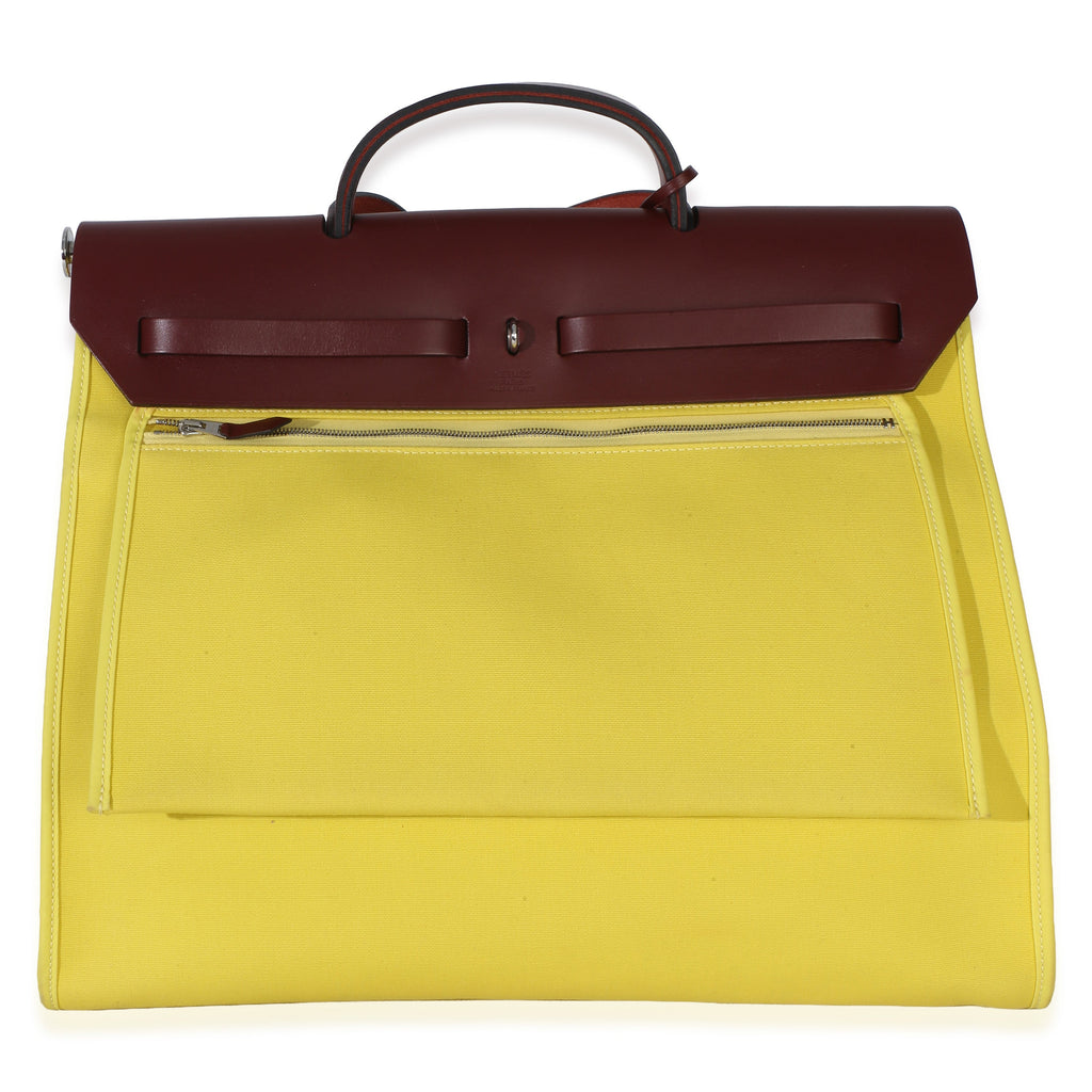 Hermès Lime Rouge H Toile Officier Hunter Herbag 39 MM PHW Handbag 4