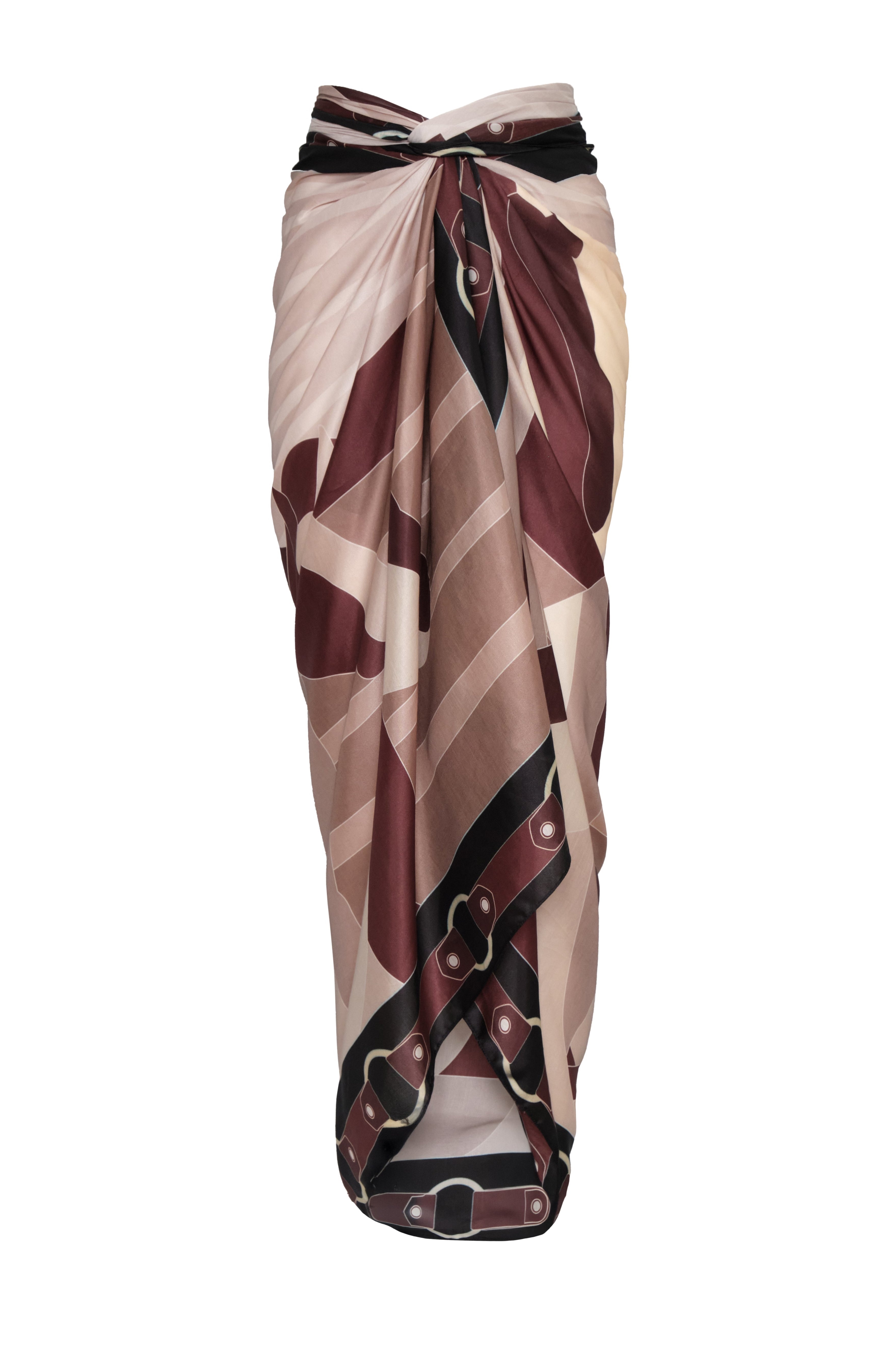 De La Falaise Cotton Silk Sarong in Brown Horses