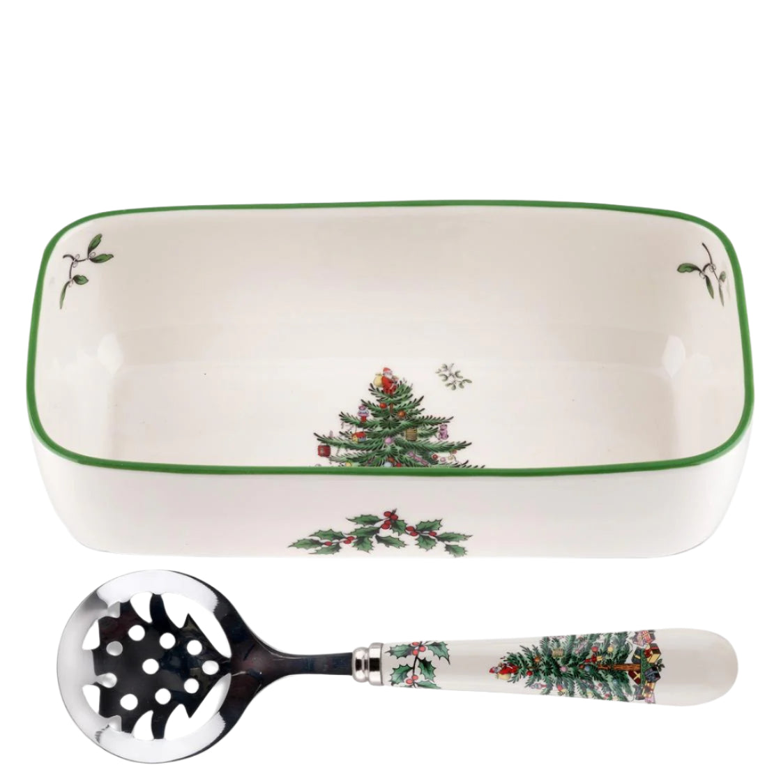 Christmas Tree Cranberry Server with Slotted Spoon