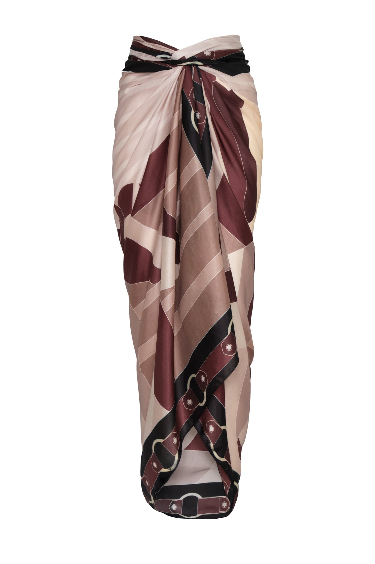 De La Falaise Cotton Silk Sarong in Brown Horses