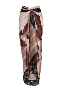 De La Falaise Cotton Silk Sarong in Brown Horses