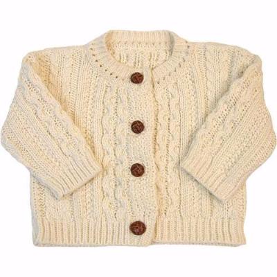 Classic Aran Knit Button Front Cardigan in Natural