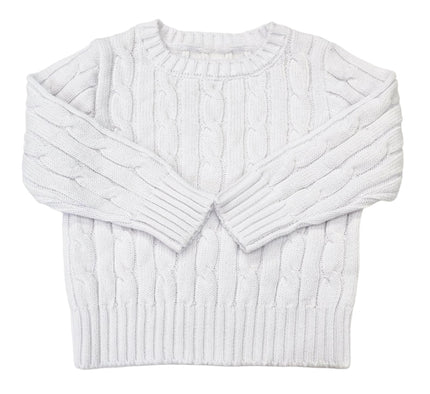Cable Crewneck Knit Sweater in White
